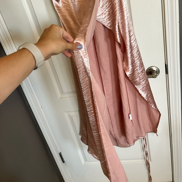 Metallic Pink Maxi Halter Formal Dress - Picture 5 of 6